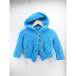 Free People Womens Blue Wool Blend‎ Button Cardigan Cropped Sweater S/P